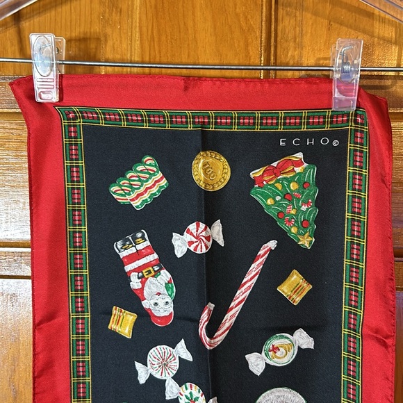 Echo Silk Vintage Christmas Scarf EXCELLENT CONDITION 11”X60” - Picture 2 of 4